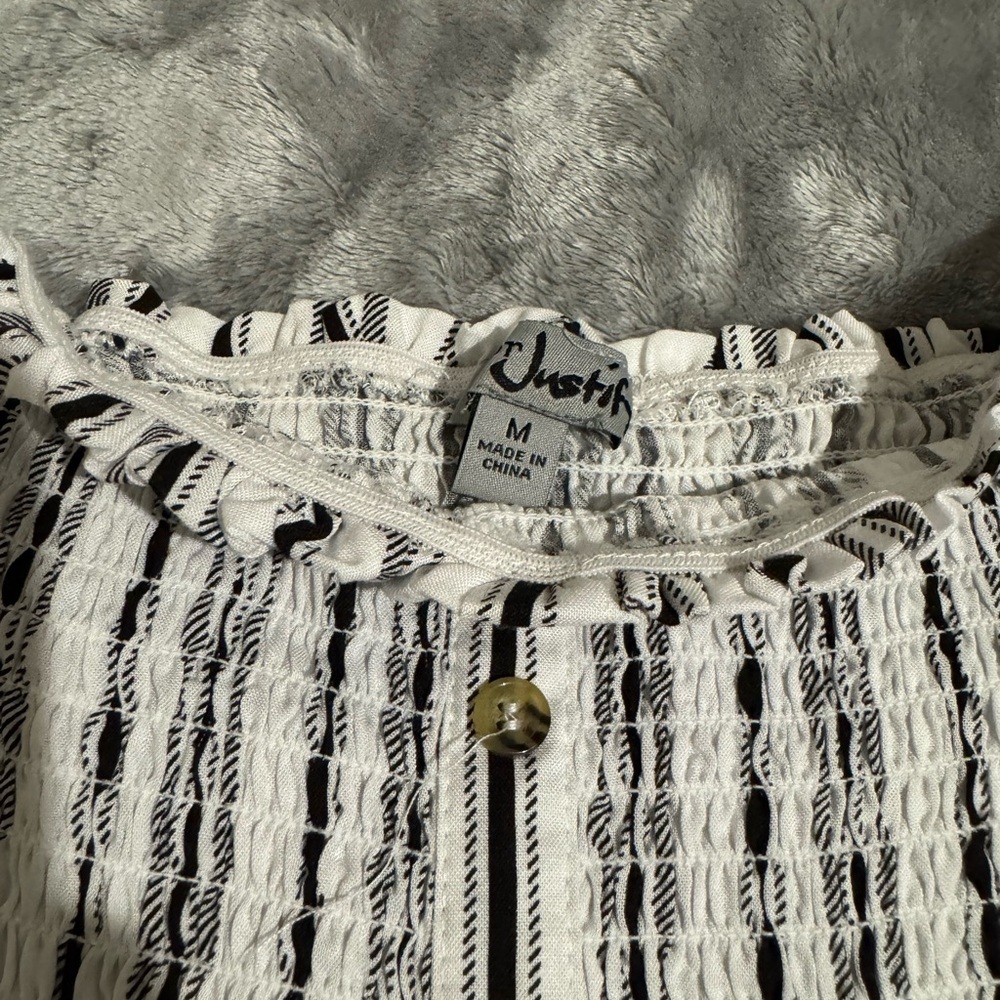 J for Justify Black and White Striped kids Romper - Picture 3 of 6